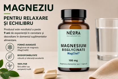 Magneziu Bisglicinat pur – MagChel®, 60 capsule