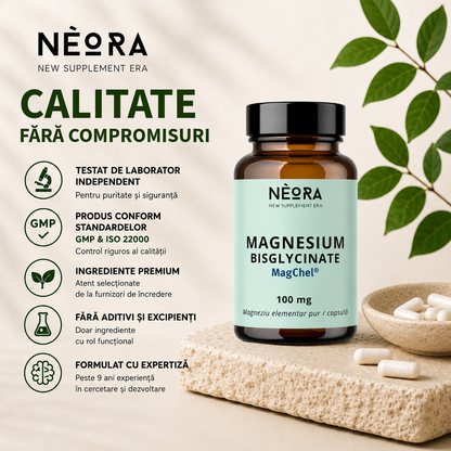Magneziu Bisglicinat pur – MagChel®, 60 capsule